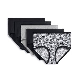 Jockey Womens 5-Pack Organic Cotton Stretch Modern Brief XXL Black Grey Floral